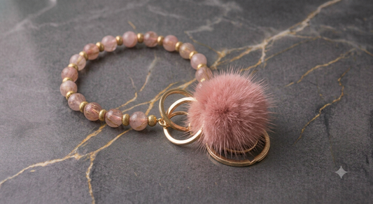 The Royal Crack Bead & Pom-Pom Keychain